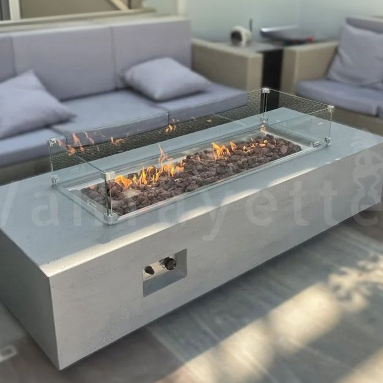Propane Gas Fire Pit Table Glass With Fibre Reinforced Concrete Board