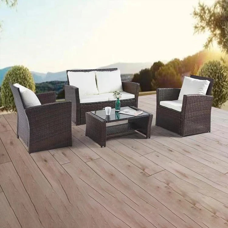 Outdoor Rattan 5 Pcs Table With Chairs Set
