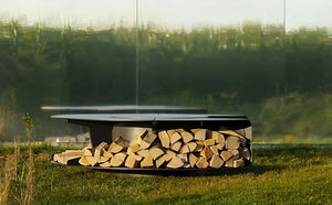 Round Fire Pit Table with BBQ